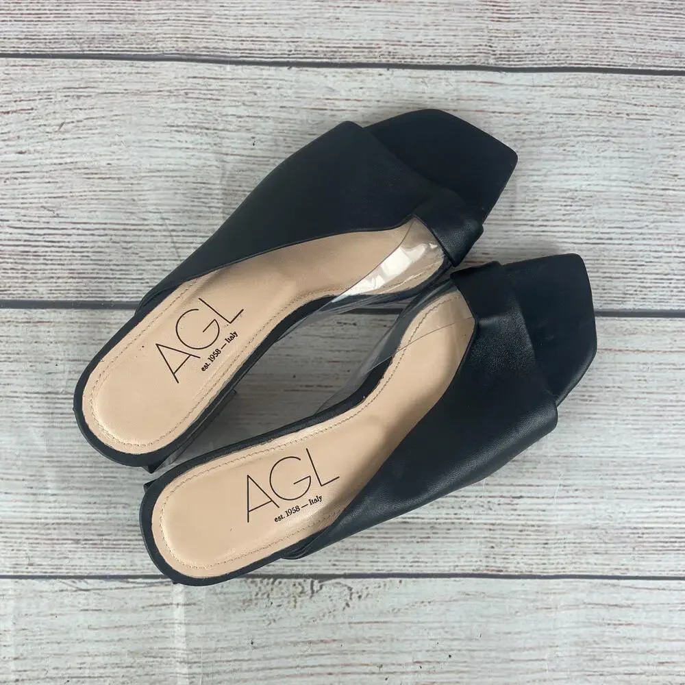 AGL Angie Womens EU 36.5 US 6.5 Slip On Cube Heels Black Heather